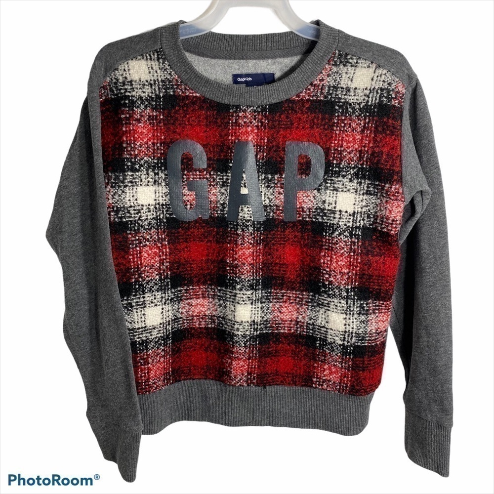 Gap Plaid Sweater Sweatshirt Fleece Sz Medium Kids